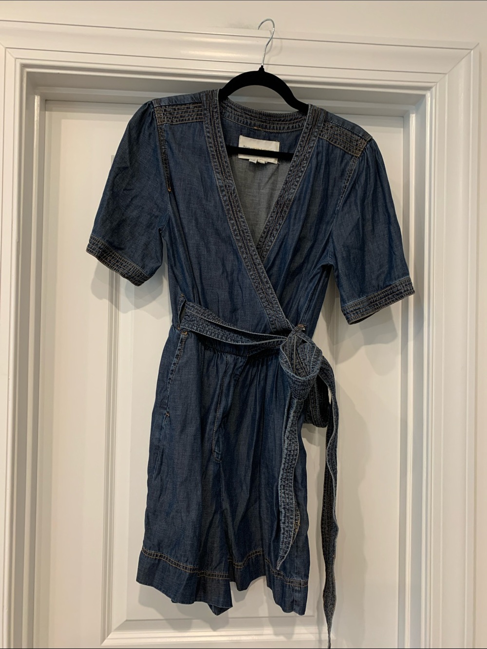 Pilcro by Anthropologie dark Denim Romper - Indigo 10 wrap style